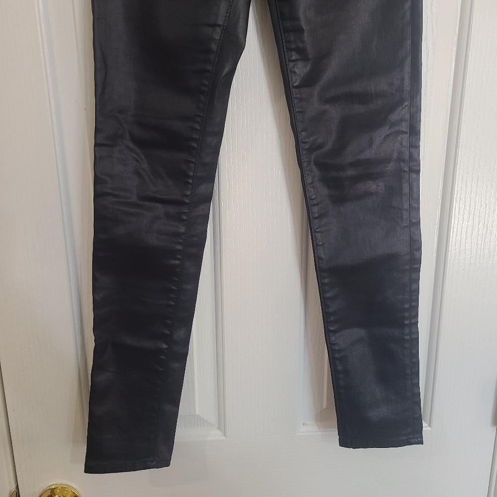AG The Legging Ankle Super Skinny Black Coated Jeans Size 25 - Picture 9 of 15